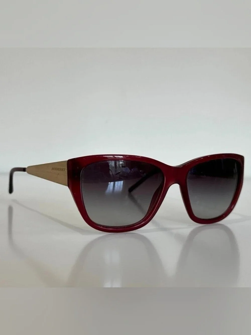 Burberry Brown Cat-Eye Sunglasses Frames with Gold Temples - No Lenses